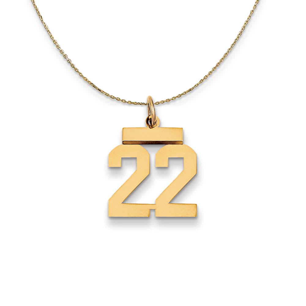 14k Yellow Gold, Athletic, Sm Polished Number 22 Necklace
