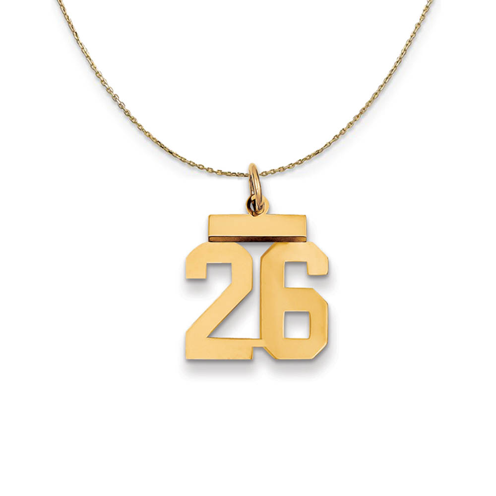 14k Yellow Gold, Athletic, Sm Polished Number 26 Necklace