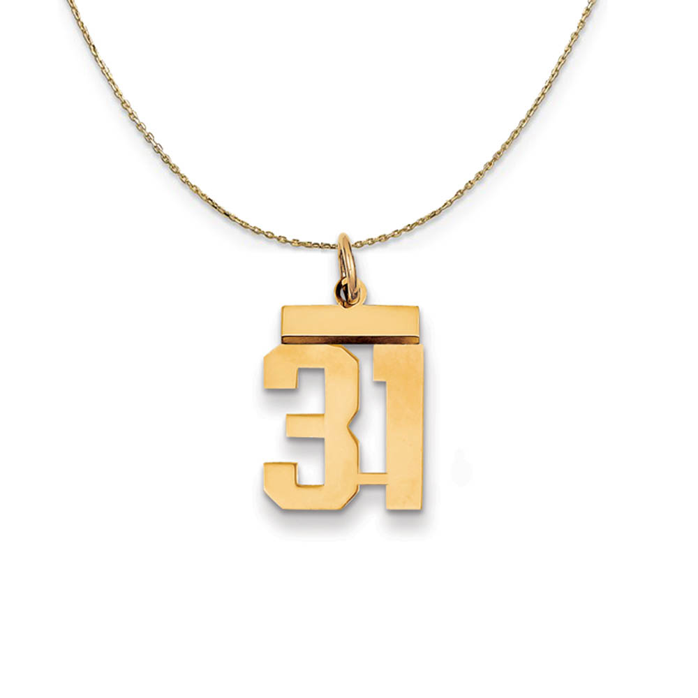 14k Yellow Gold, Athletic, Sm Polished Number 31 Necklace