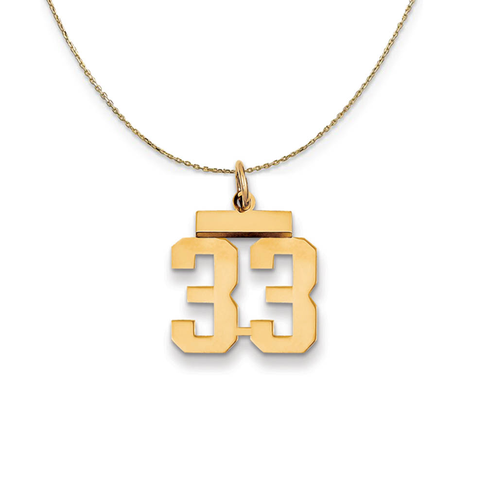 14k Yellow Gold, Athletic, Sm Polished Number 33 Necklace