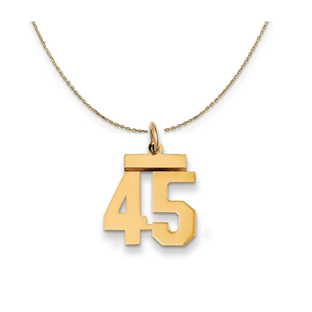 14k Yellow Gold, Athletic, Sm Polished Number 45 Necklace