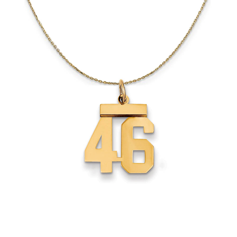 14k Yellow Gold, Athletic, Sm Polished Number 46 Necklace