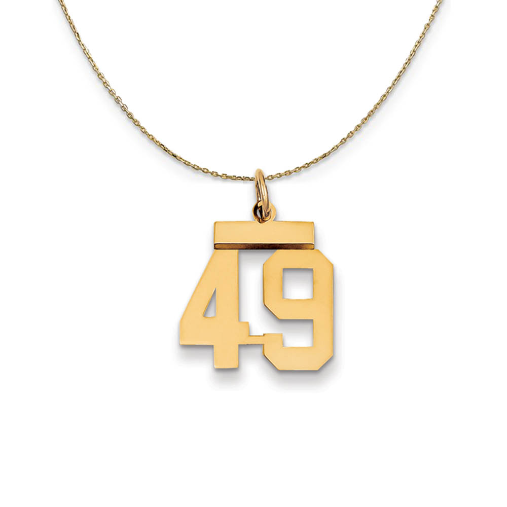 14k Yellow Gold, Athletic, Sm Polished Number 49 Necklace