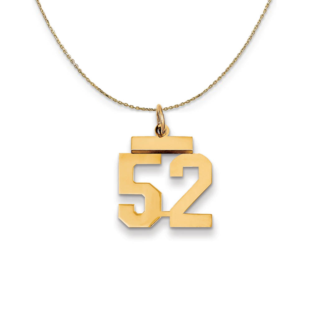 14k Yellow Gold, Athletic, Sm Polished Number 52 Necklace
