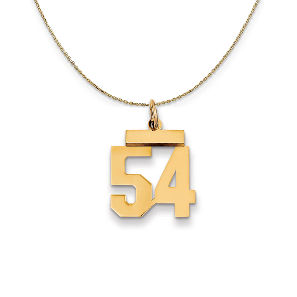14k Yellow Gold, Athletic, Sm Polished Number 54 Necklace