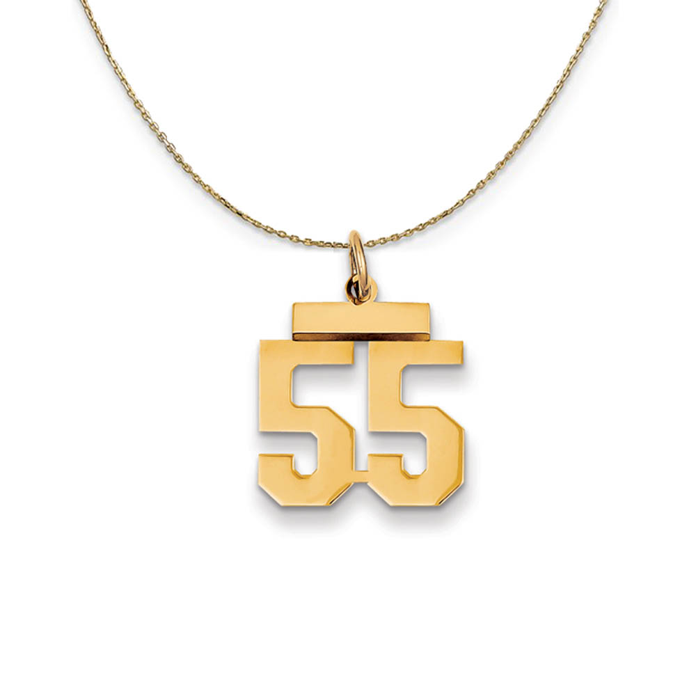 14k Yellow Gold, Athletic, Sm Polished Number 55 Necklace
