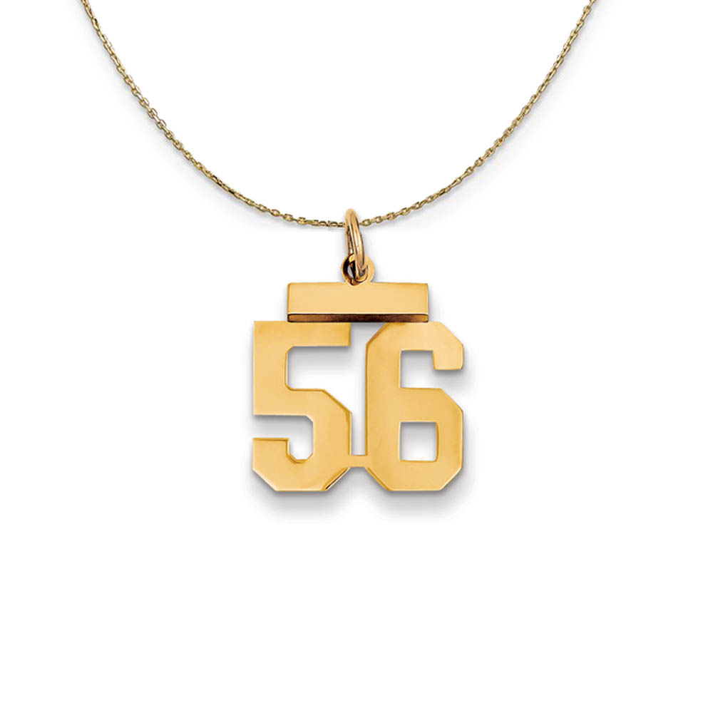 14k Yellow Gold, Athletic, Sm Polished Number 56 Necklace