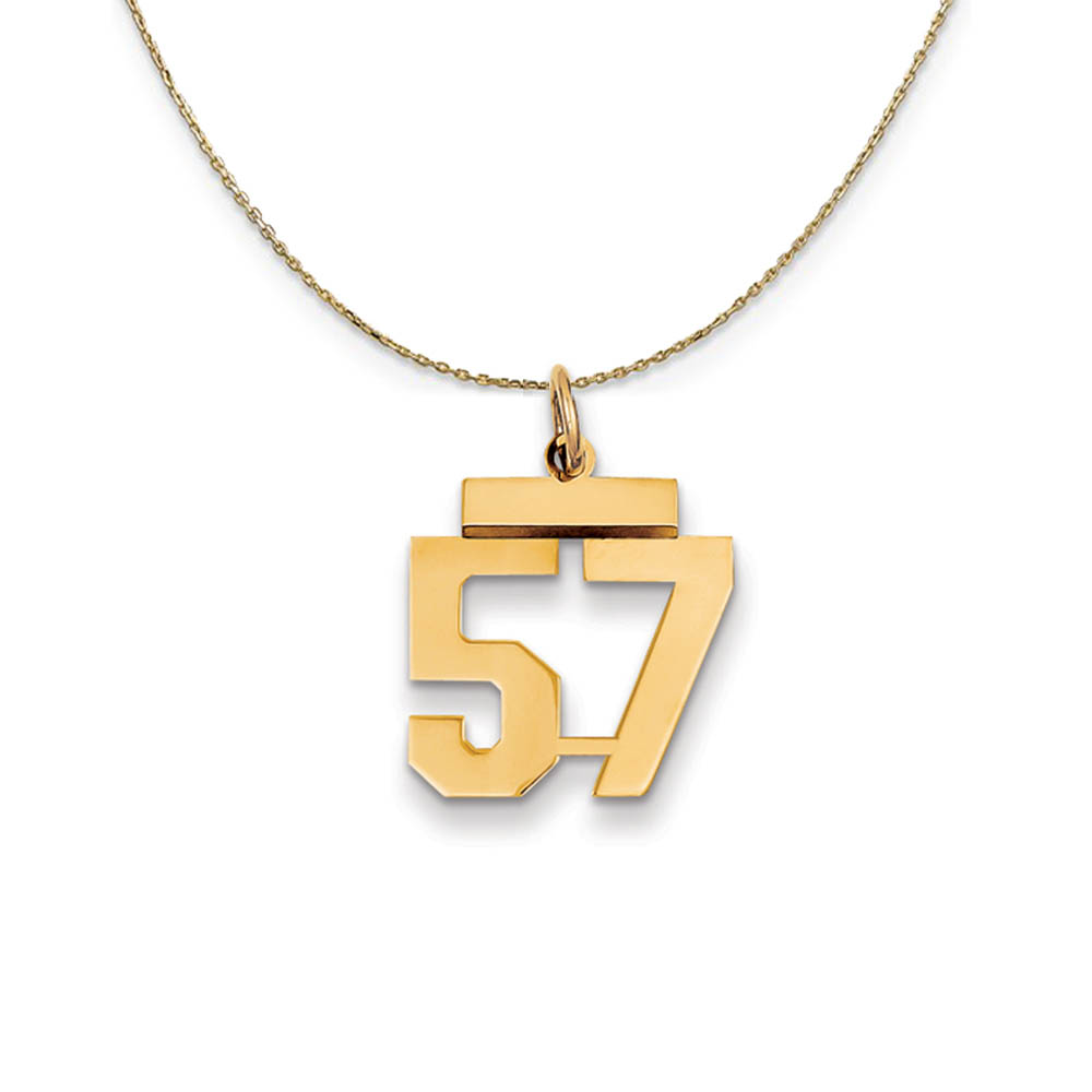 14k Yellow Gold, Athletic, Sm Polished Number 57 Necklace