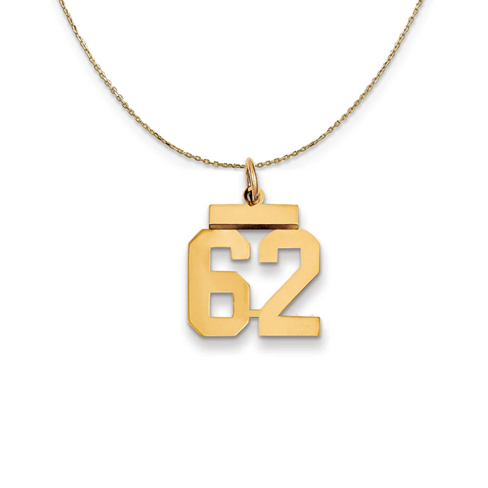 14k Yellow Gold, Athletic, Sm Polished Number 62 Necklace