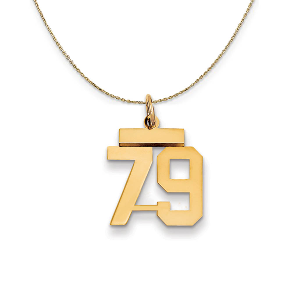 14k Yellow Gold, Athletic, Sm Polished Number 79 Necklace