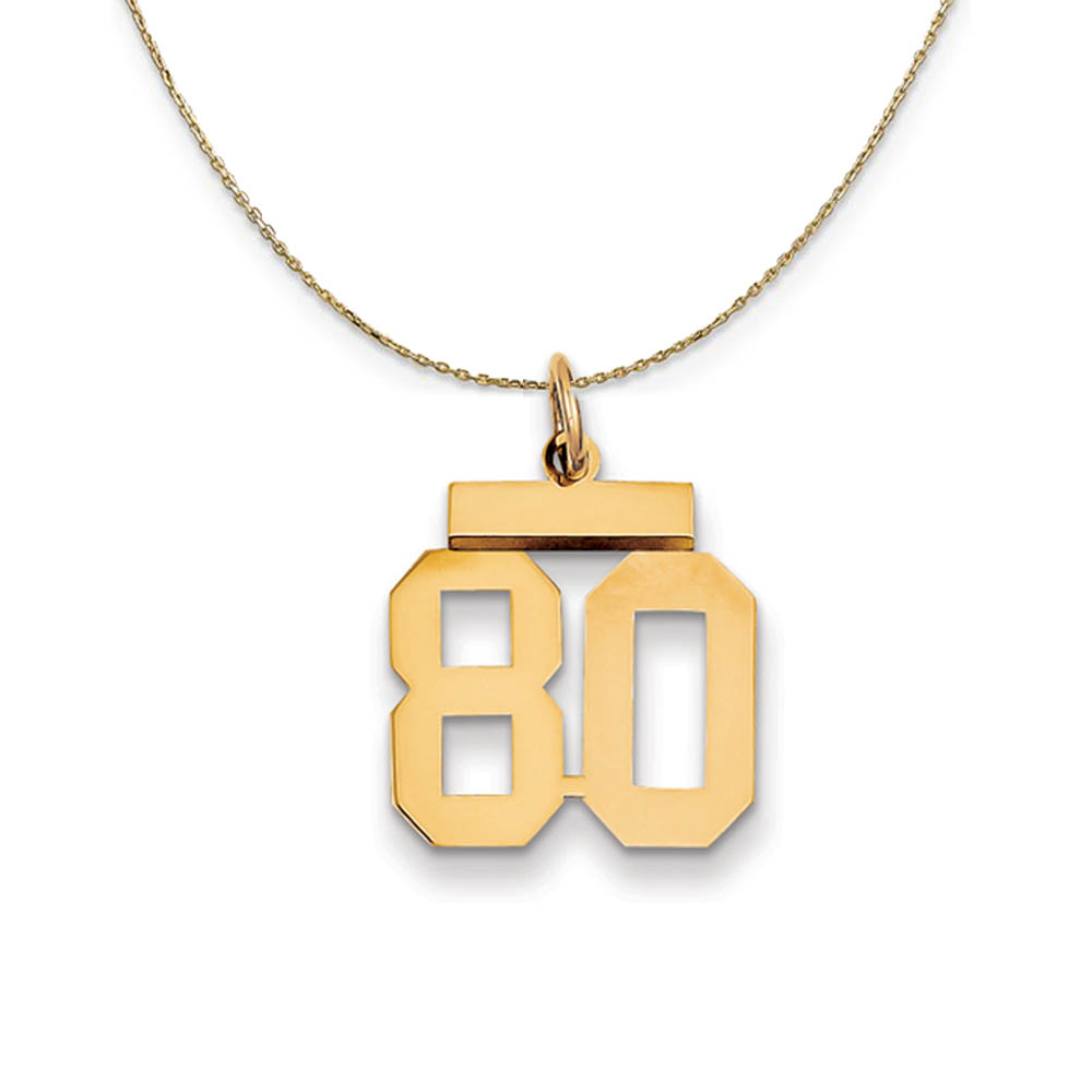 14k Yellow Gold, Athletic, Sm Polished Number 80 Necklace