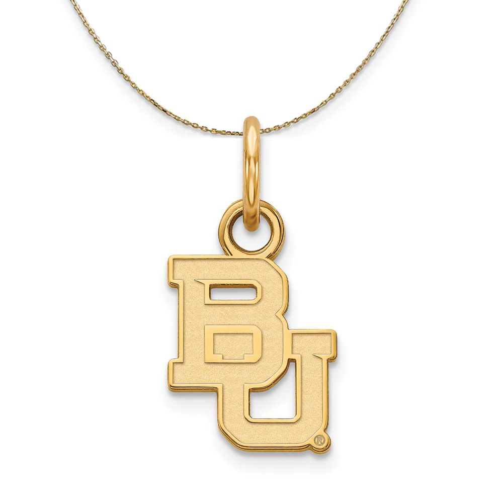 14k Yellow Gold Baylor U (Tiny) 'BU' Logo Necklace