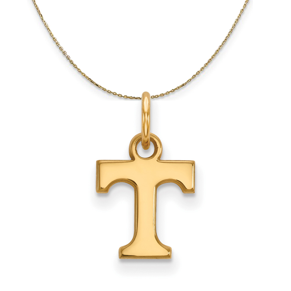 14k Yellow Gold U. of Tennessee (Tiny) Initial T Necklace