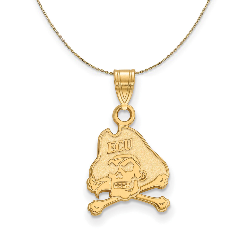14k Yellow Gold East Carolina U Sm Logo Necklace