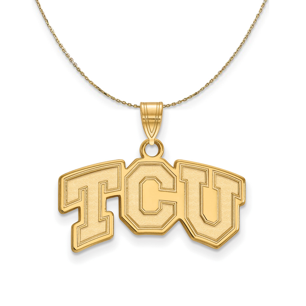 14k Yellow Gold Texas Christian U. Sm 'TCU' Logo Necklace