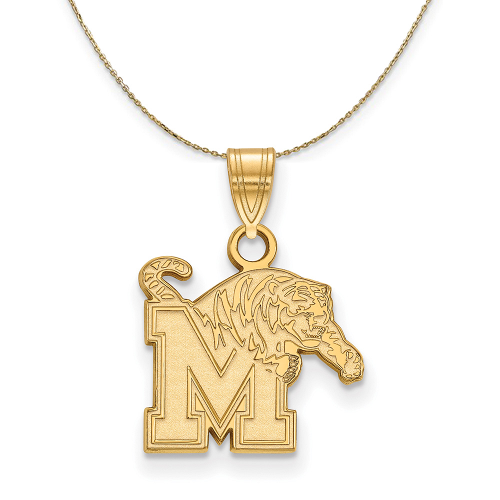 14k Yellow Gold U. of Memphis Small Tiger Necklace