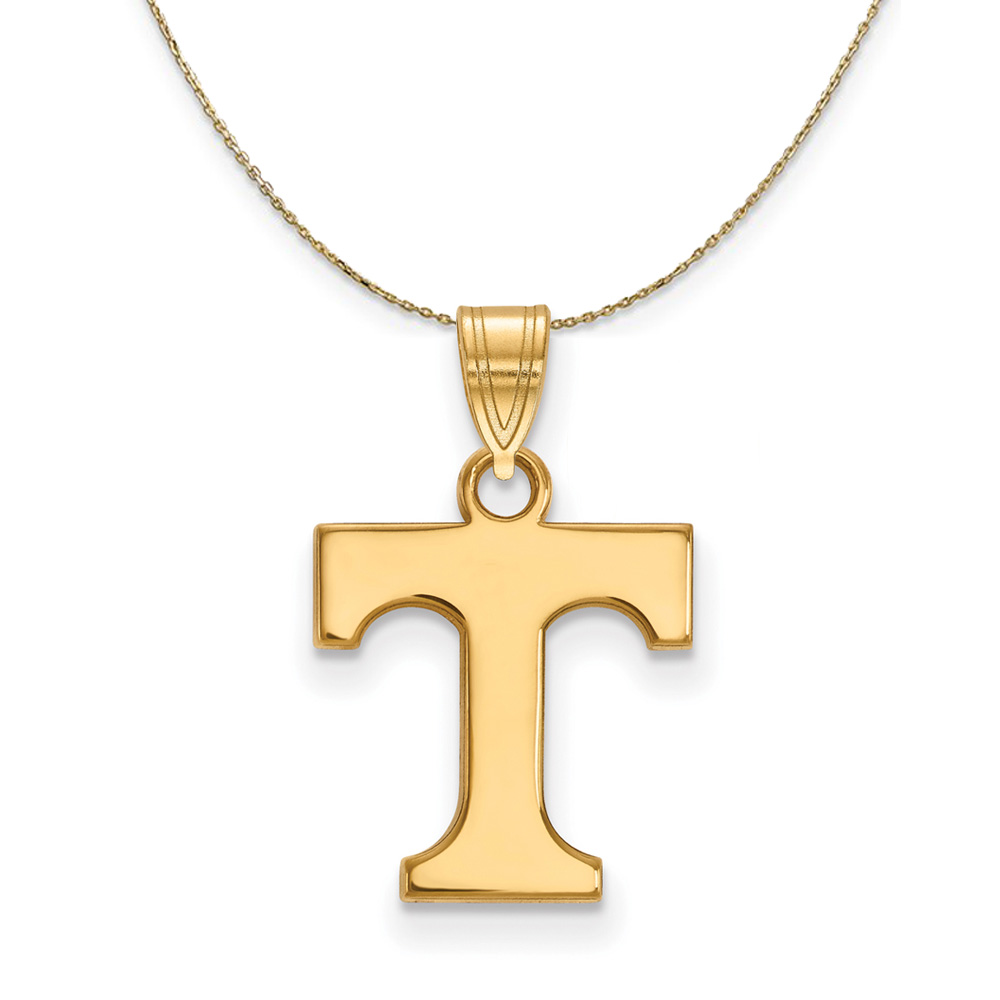 14k Yellow Gold U. of Tennessee Initial T Necklace