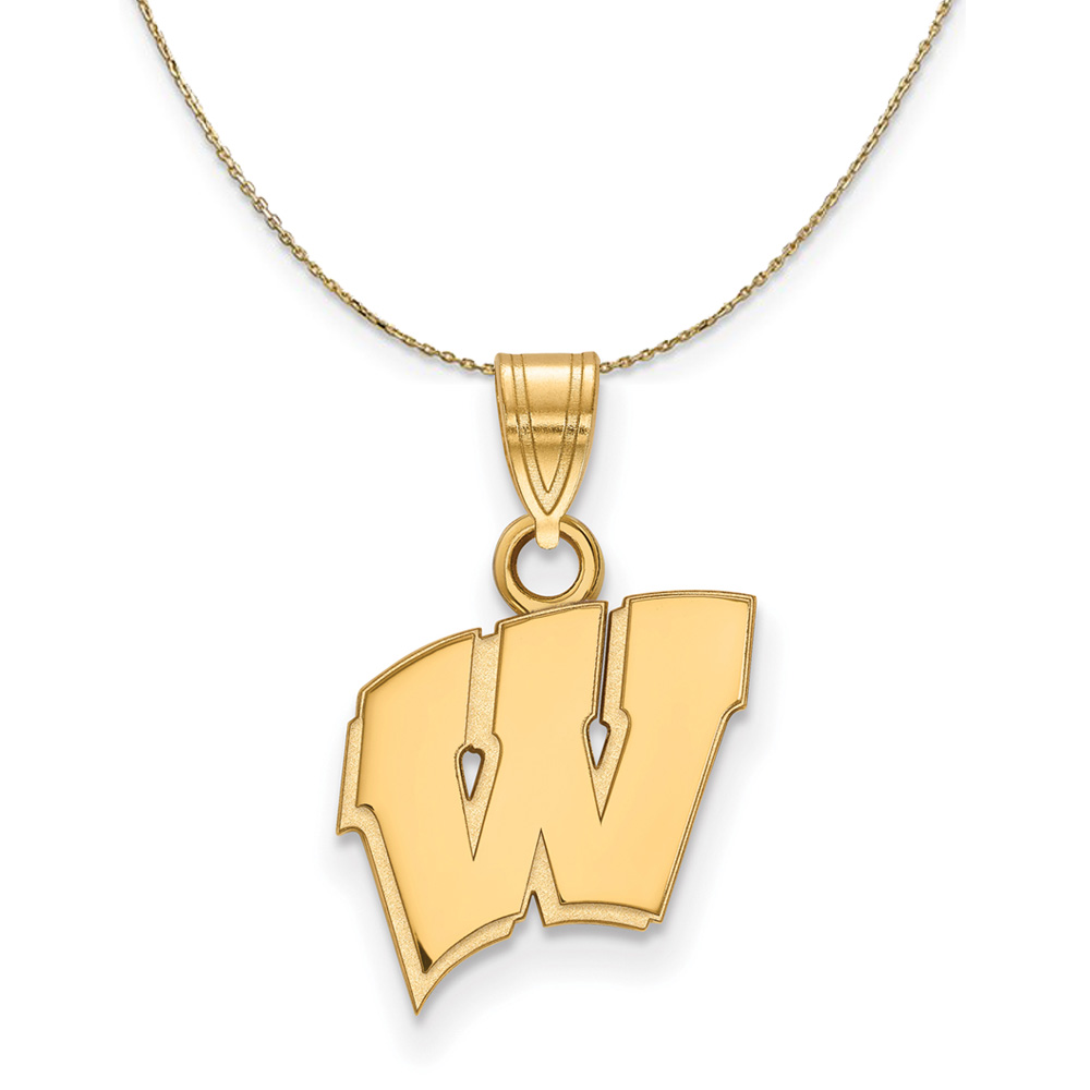 14k Yellow Gold U. of Wisconsin Initial W Necklace
