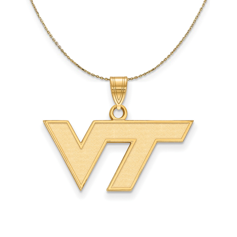 14k Yellow Gold Virginia Tech 'VT' Necklace