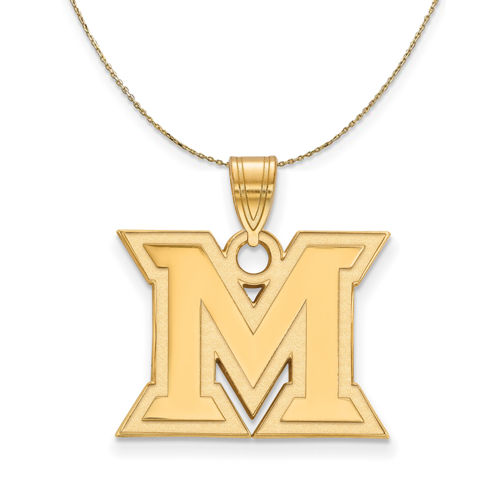 14k Yellow Gold Miami U Medium Initial Necklace