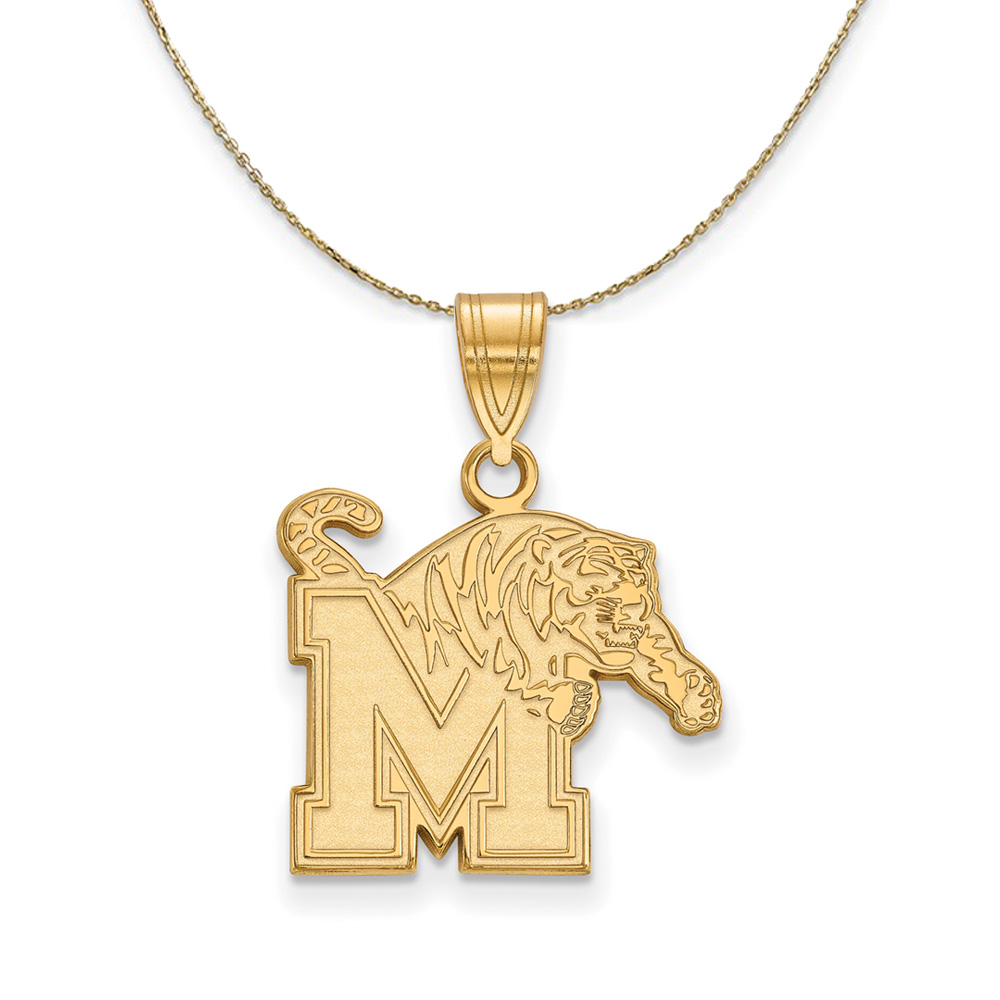 14k Yellow Gold U. of Memphis Medium Tiger Necklace