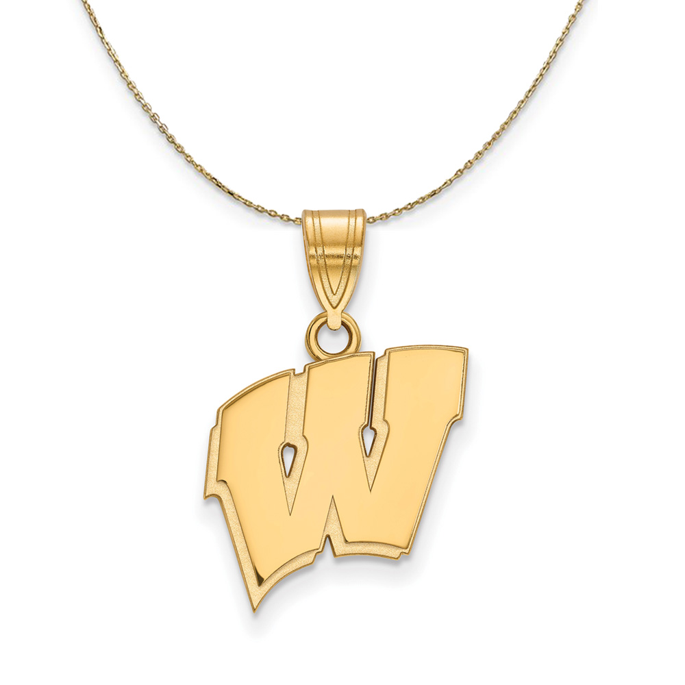 14k Yellow Gold U. of Wisconsin Initial W Necklace