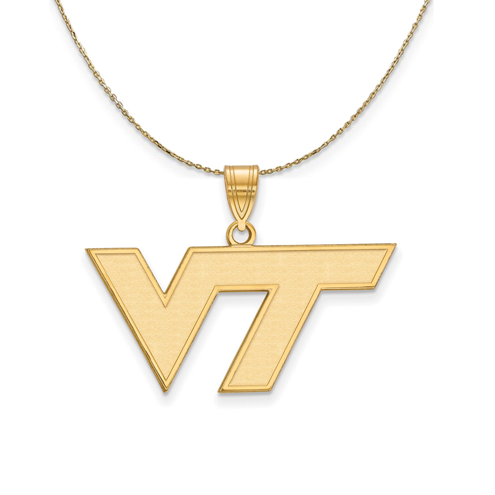 14k Yellow Gold Virginia Tech 'VT' Necklace