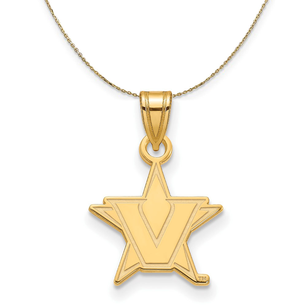 14k Yellow Gold Vanderbilt U. Initial V Necklace - 16 Inch