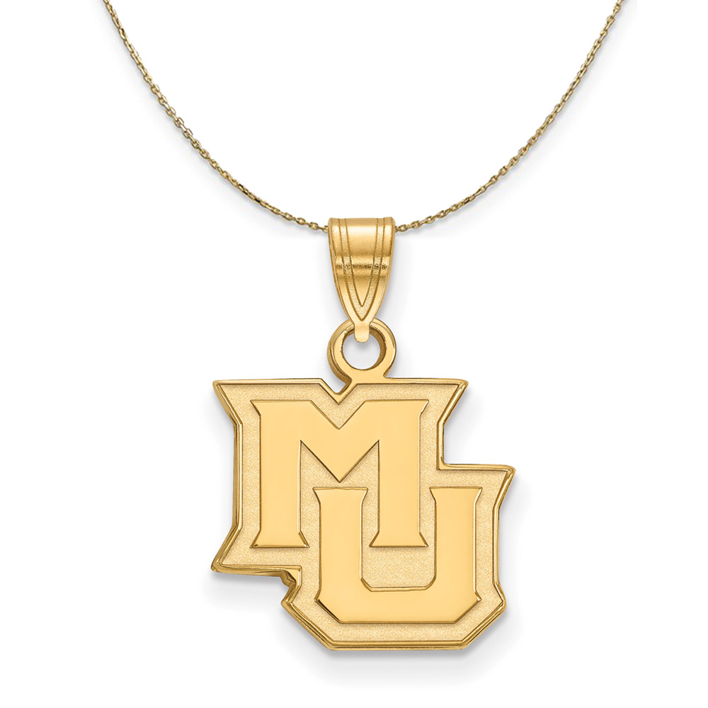 14k Yellow Gold Marquette U 'MU' Necklace