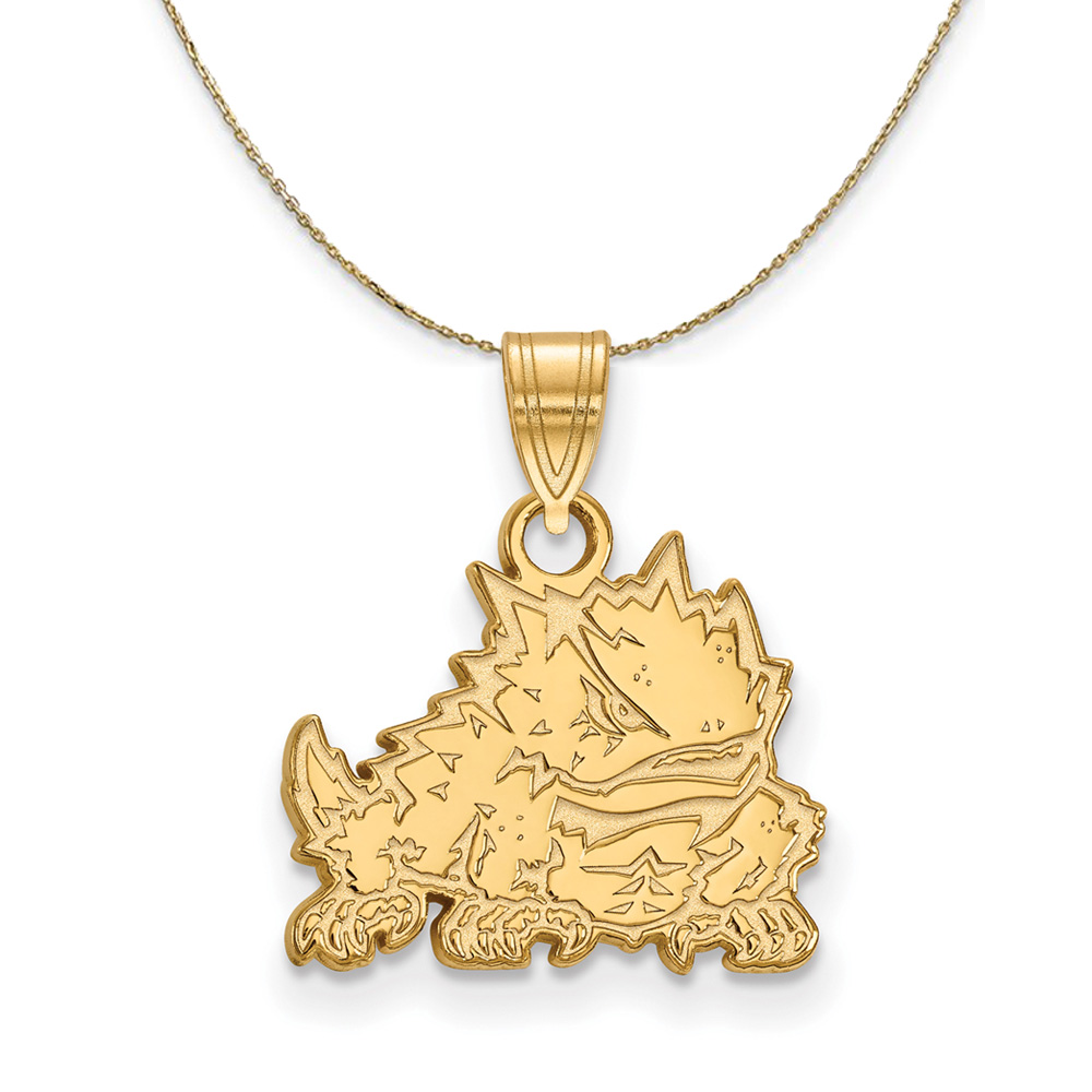 14k Yellow Gold Texas Christian U. Logo Necklace