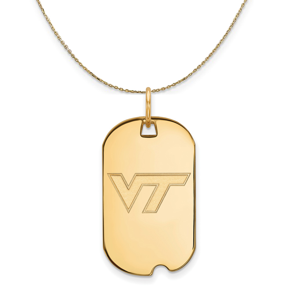 14k Yellow Gold Virginia Tech Dog Tag Necklace