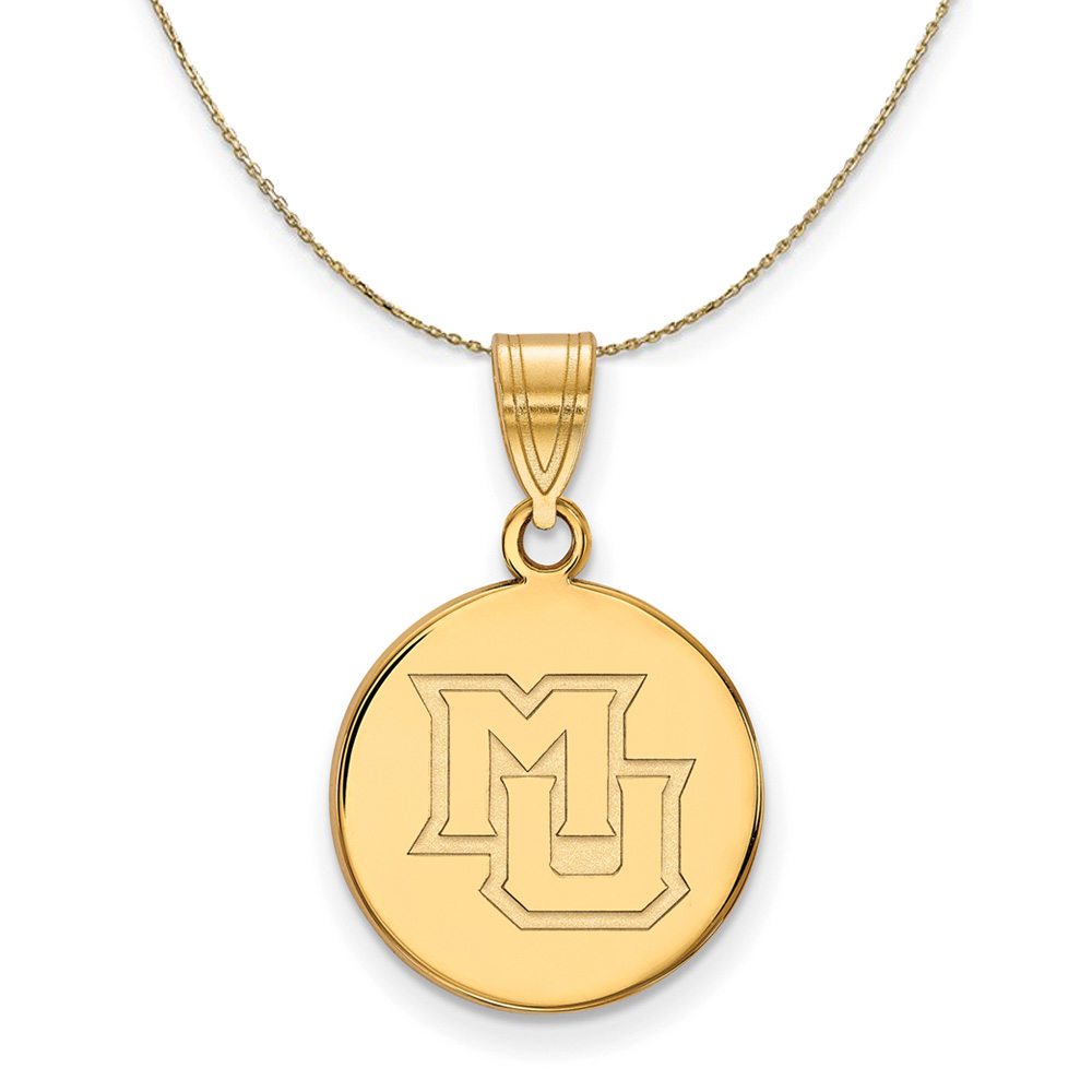 14k Yellow Gold Marquette U Disc Necklace