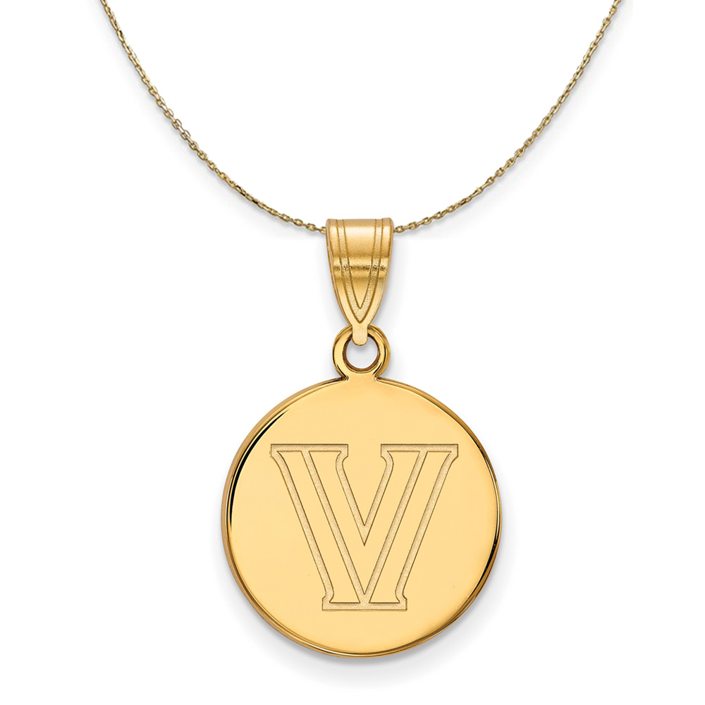 14k Yellow Gold Villanova U. Logo Disc Necklace