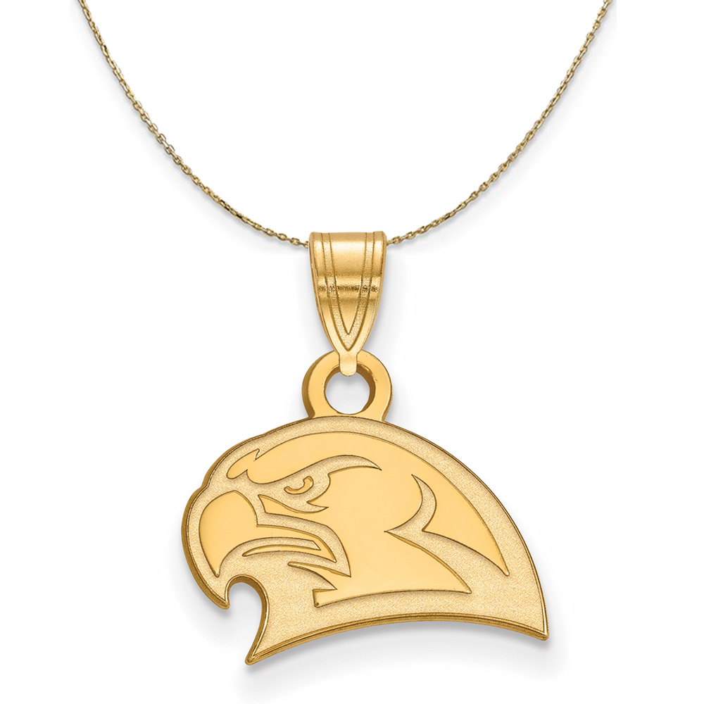 14k Yellow Gold Miami U Logo Pendant Necklace