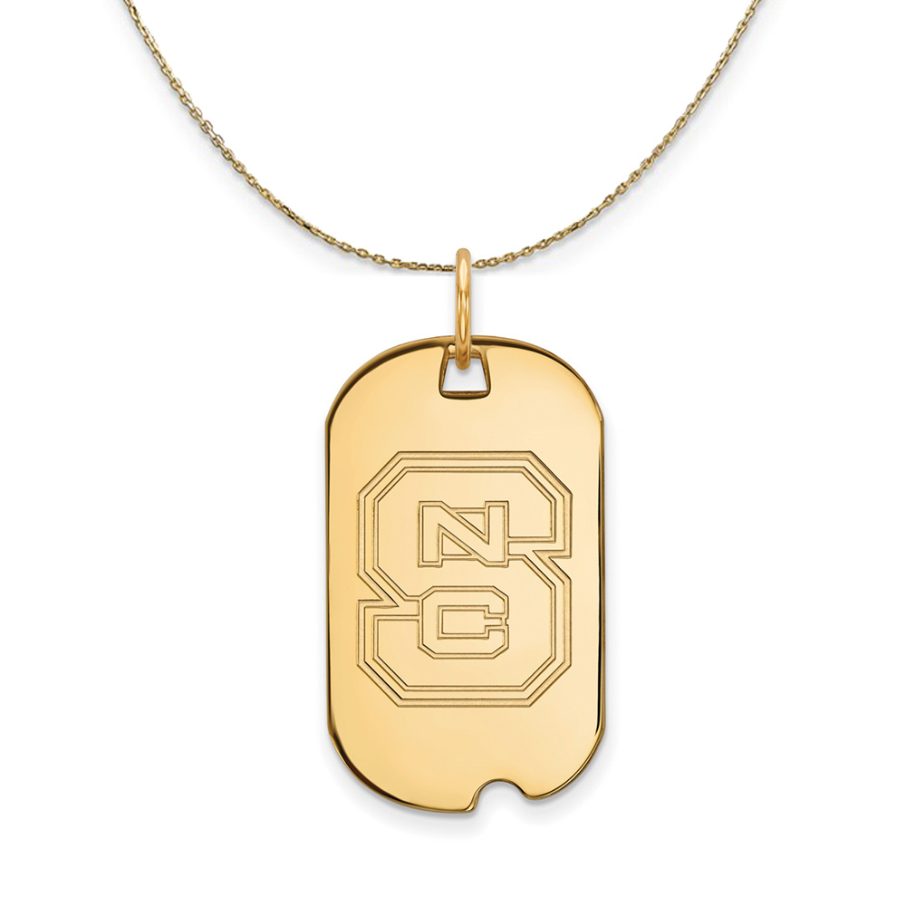 14k Yellow Gold North Carolina 'NCS' Dog Tag Necklace