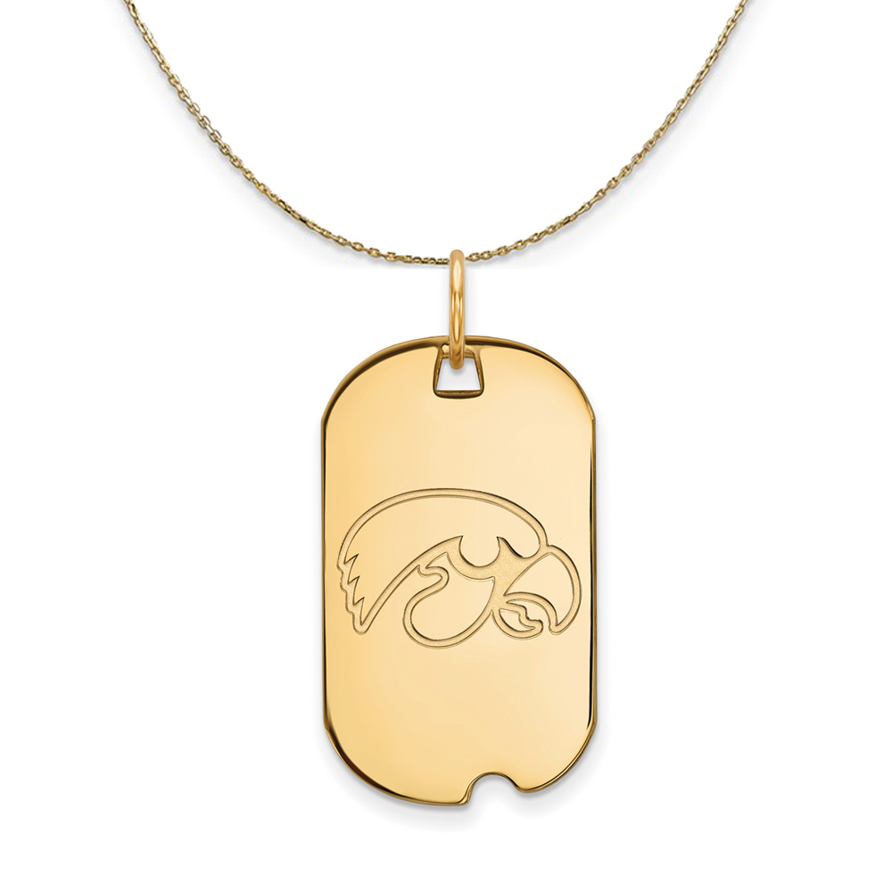 14k Yellow Gold U. of Iowa Dog Tag Necklace