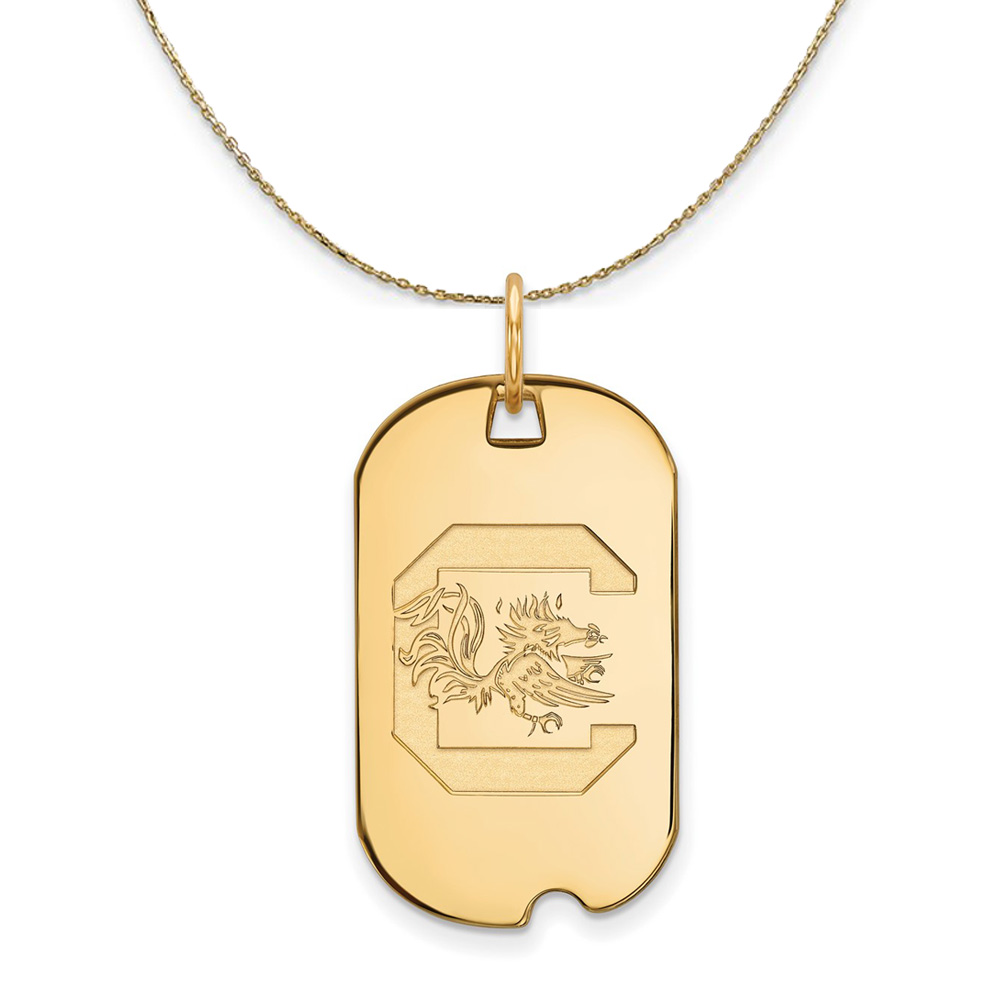 14k Yellow Gold South Carolina Dog Tag Necklace