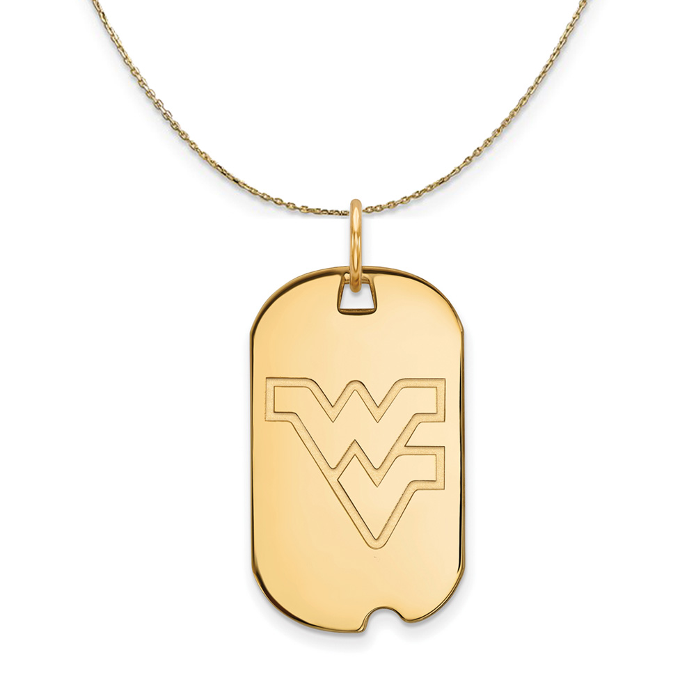 14k Yellow Gold West Virginia U. Dog Tag Necklace