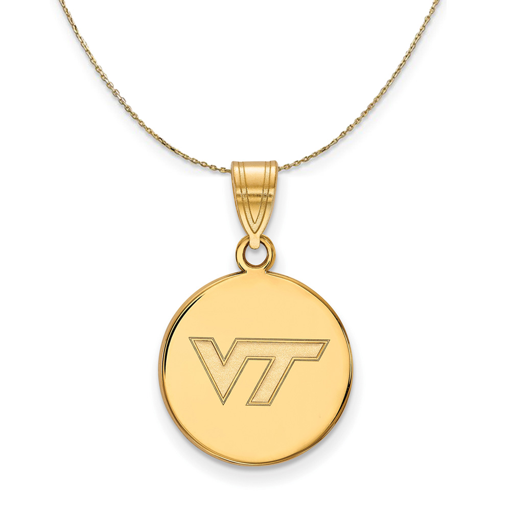 14k Yellow Gold Virginia Tech 'VT' Disc Necklace
