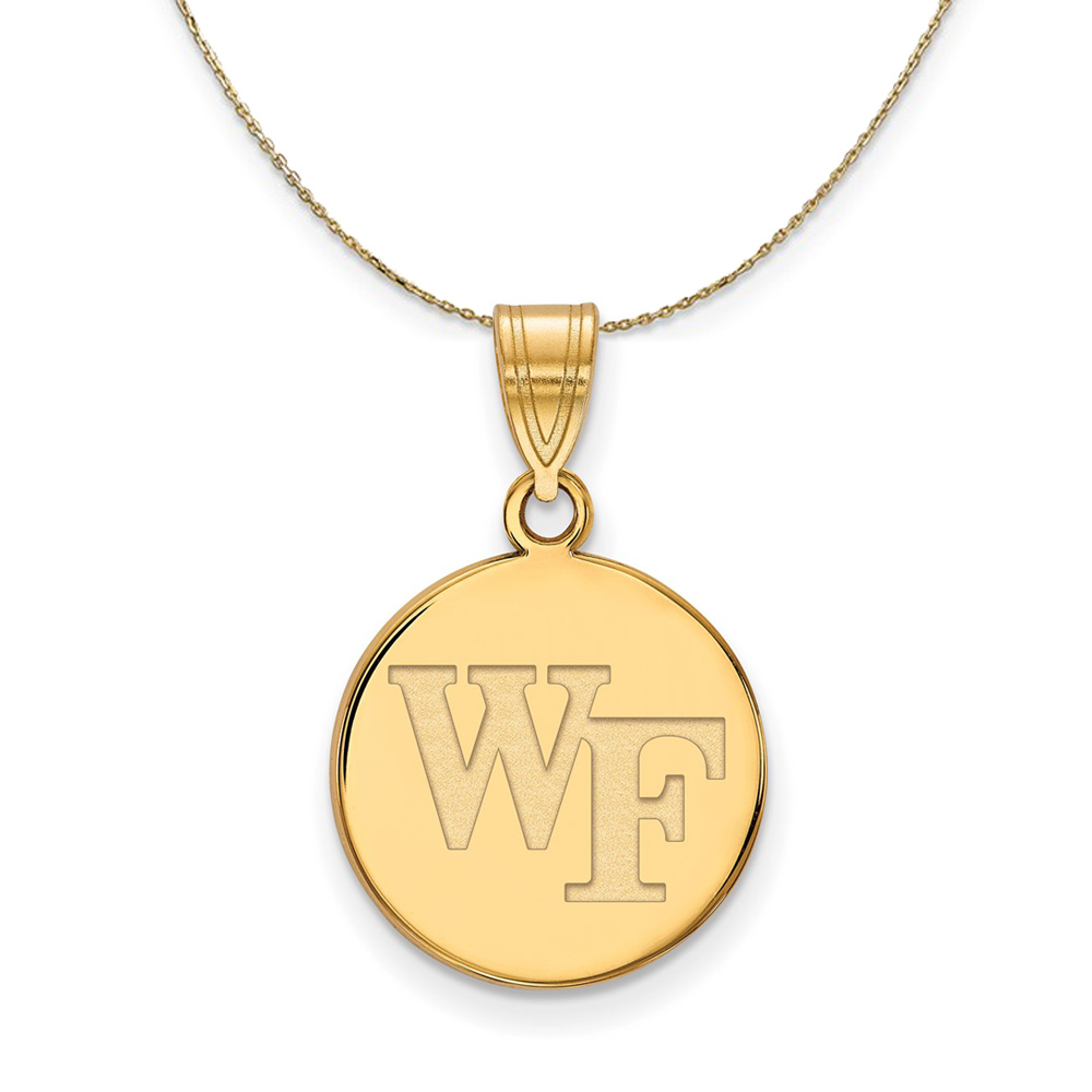 14k Yellow Gold Wake Forest U. 'WF' Disc Necklace