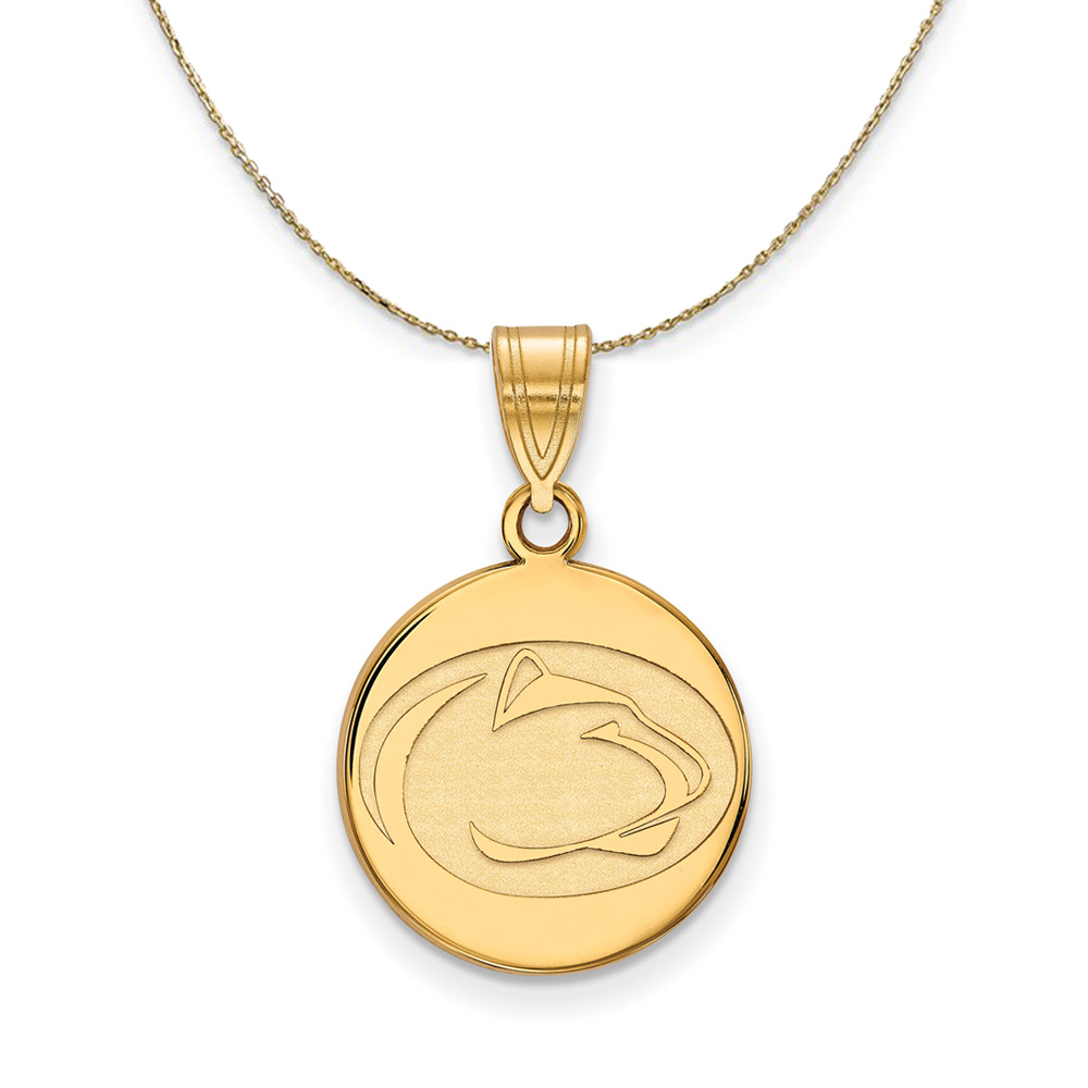 14k Yellow Gold Penn State Logo Disc Necklace