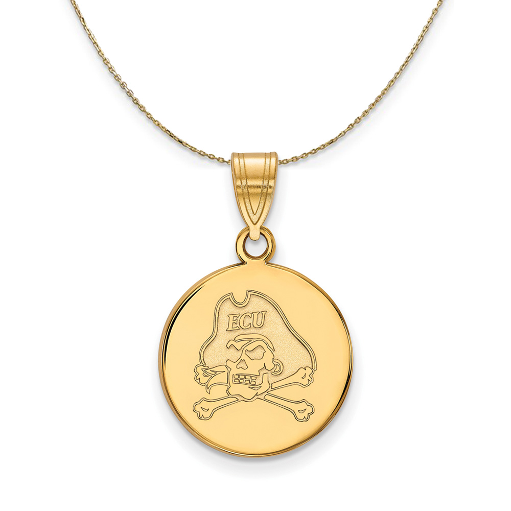 14k Yellow Gold East Carolina U Disc Necklace