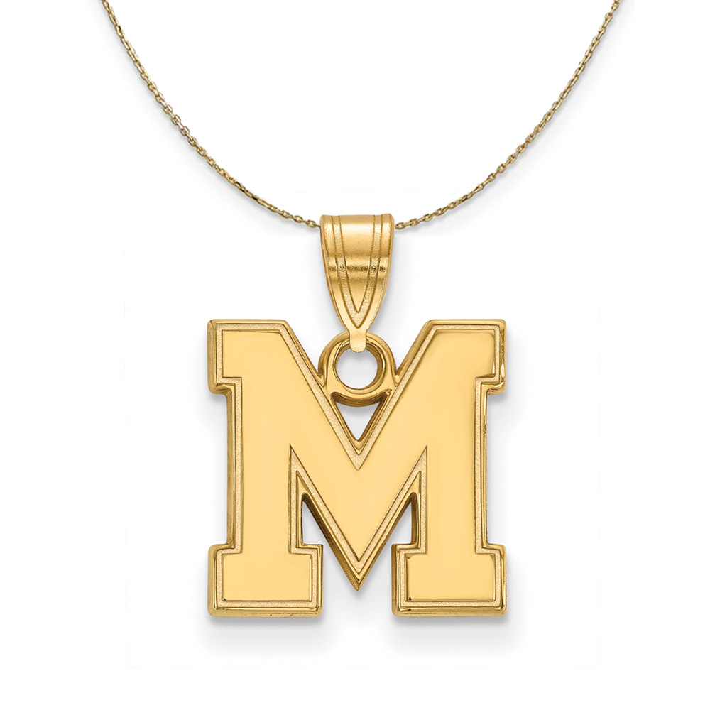 14k Yellow Gold U. of Memphis Small Initial Necklace