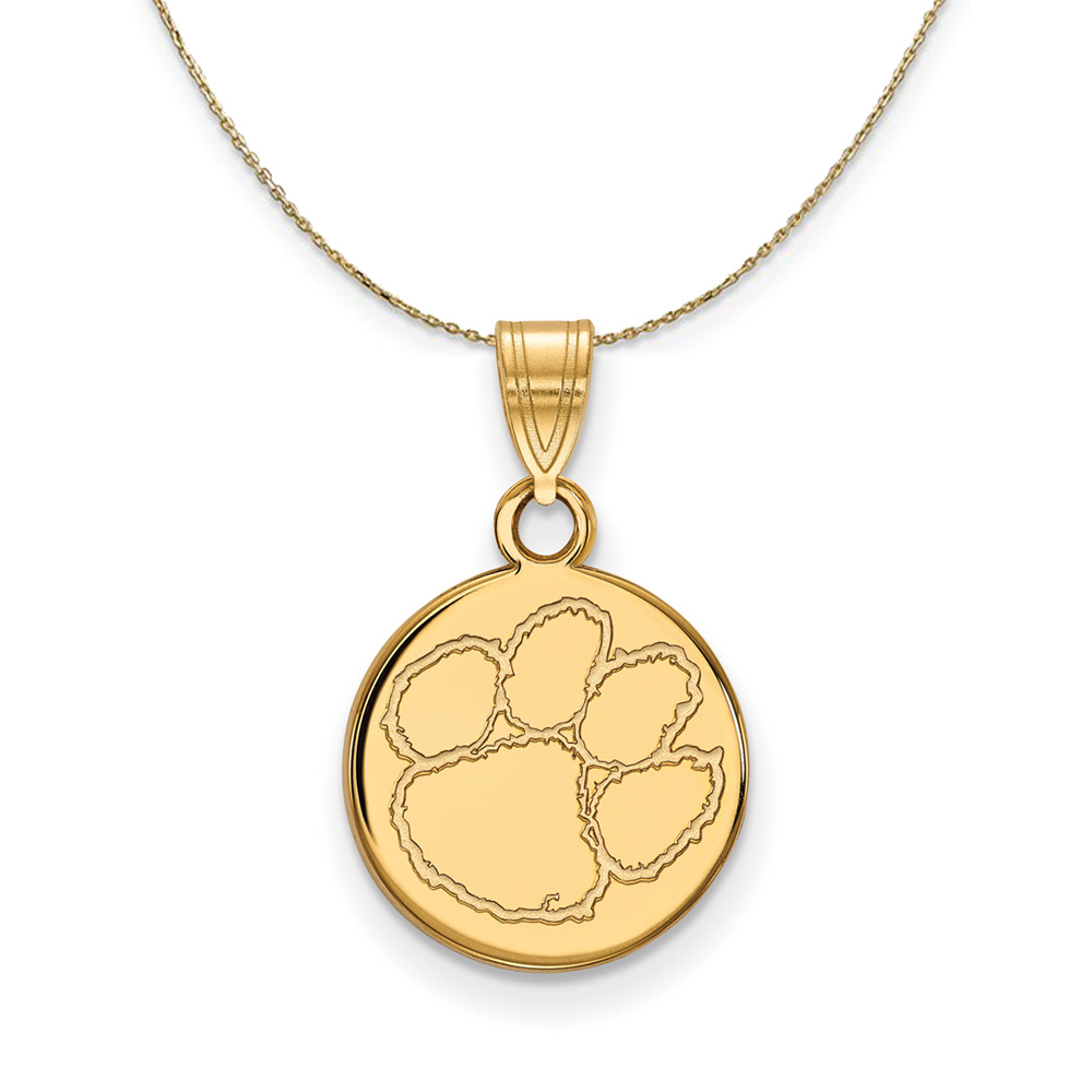 14k Yellow Gold Clemson U Disc Necklace