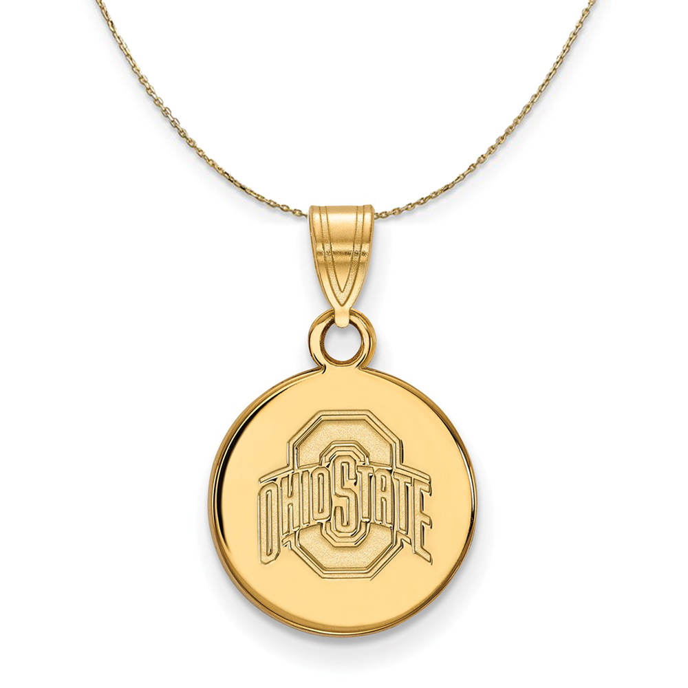 14k Yellow Gold Ohio State Logo Disc Necklace