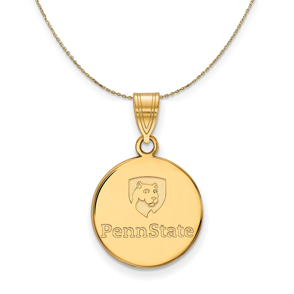 14k Yellow Gold Penn State Disc Necklace