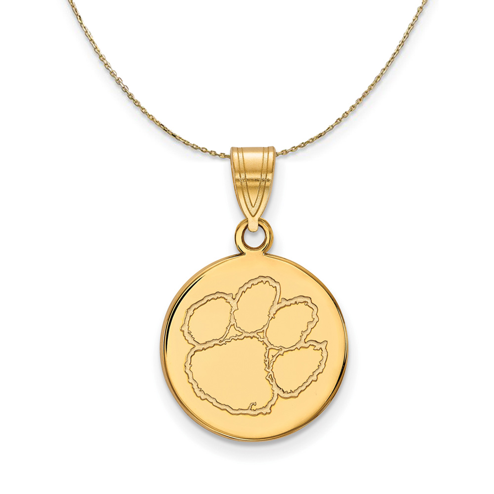 14k Yellow Gold Clemson U Disc Necklace