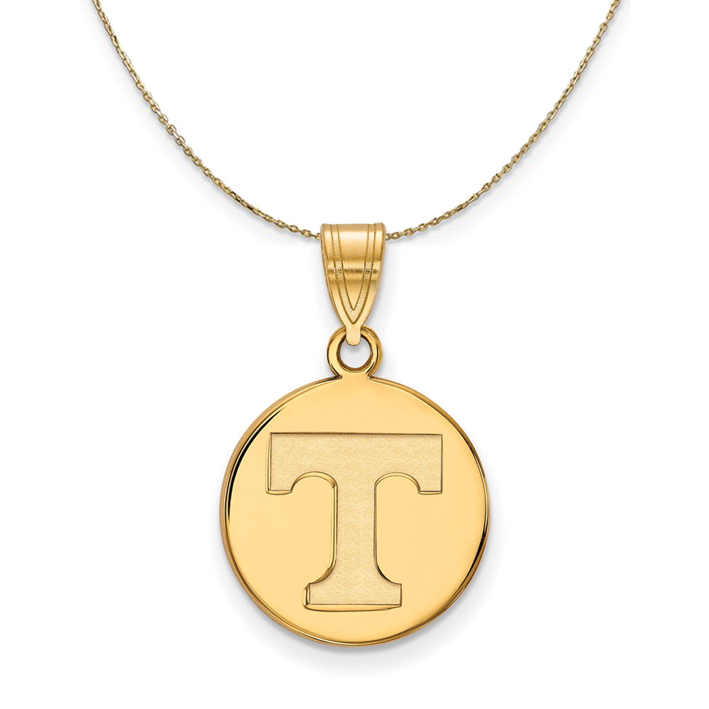 14k Yellow Gold U. of Tennessee Initial T Disc Necklace