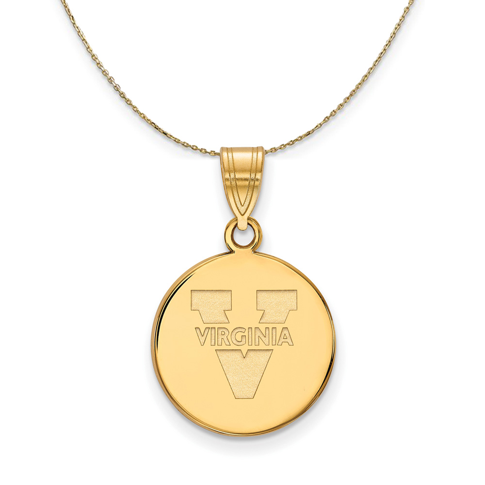 14k Yellow Gold U. of Virginia 'V' Logo Disc Necklace