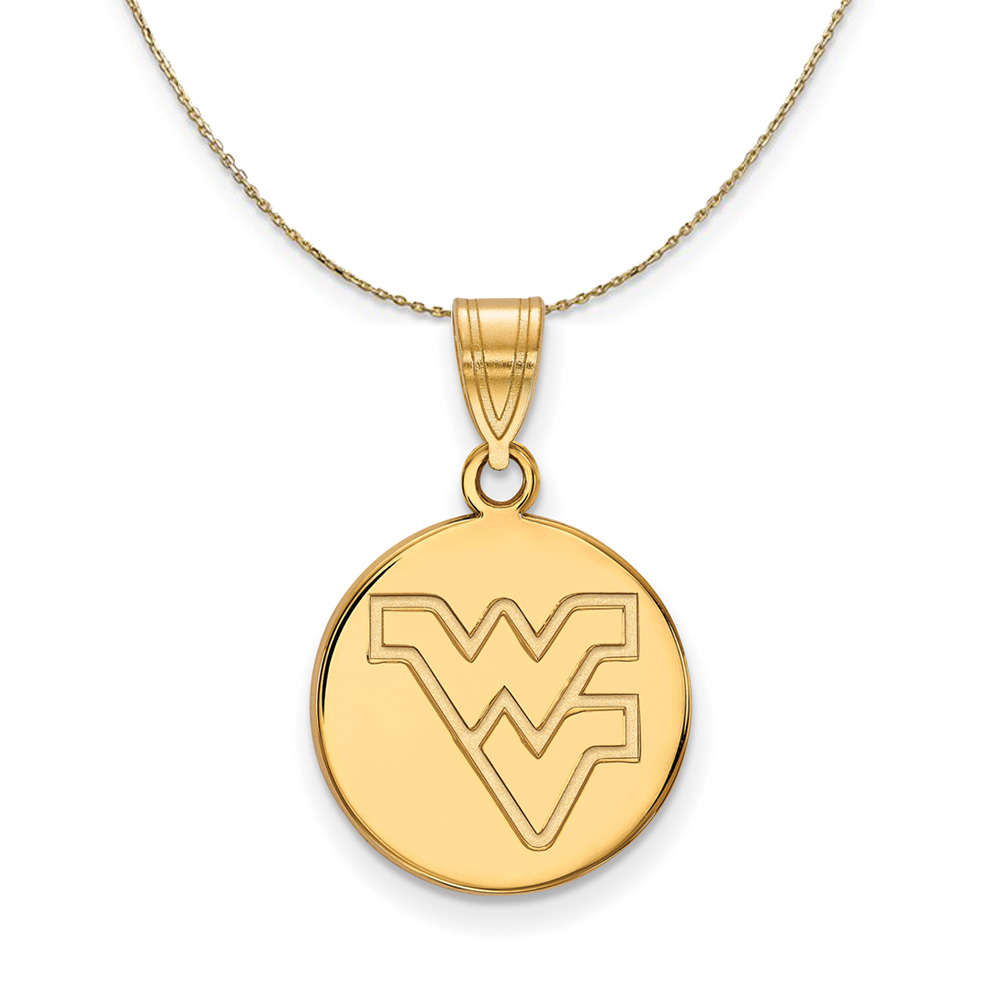 14k Yellow Gold West Virginia U. Md 'WV' Disc Necklace